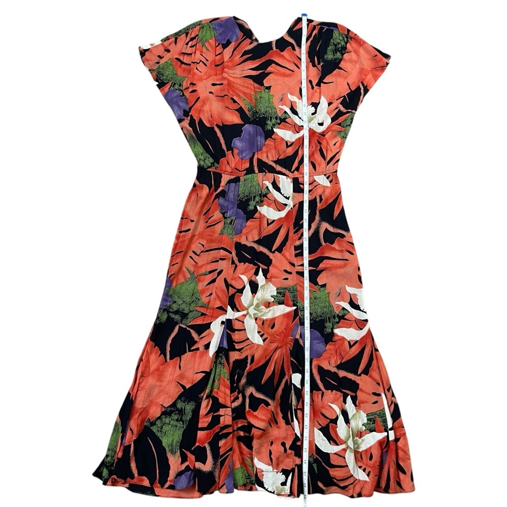 Woman’s Retro Vibrant Tropical Maxi Stretch Drop Waist Dress - Picture 7 of 8